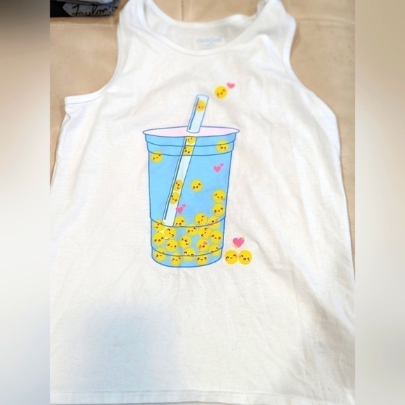 Girls bobba tea white tank top, size 10-12 - Picture 4 of 5